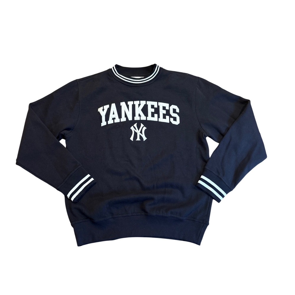 Soft As A Grape Yankees Sweatshirt Mens Navy Blue Varsity Striped SIZE Medium